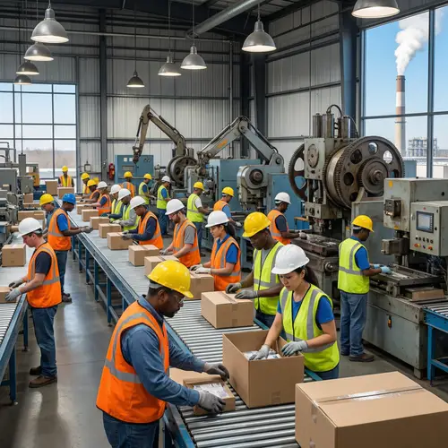 Dynamic Factory Scene: A Day in the Life of Industry