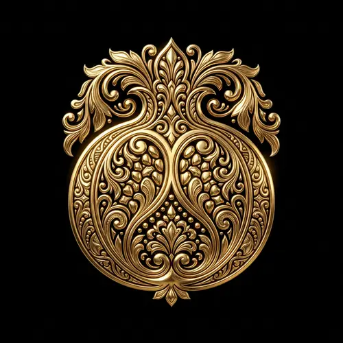 Chromed Gold Pomegranate Icon - Mystery and Luxury Design