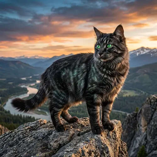 Majestic Superhero Cat with Emerald Eyes | Intriguing Feline Vigilance