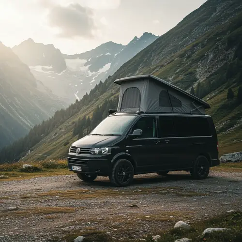 Black Transporter T5 with Roof Tent