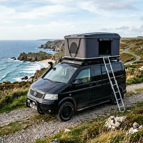Black Transporter T5 with Roof Tent