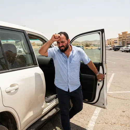 Saudi Man Opens Car in Scorching Heat