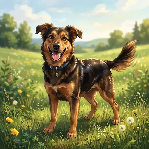 Brown and Black Medium-Sized Dog Illustration