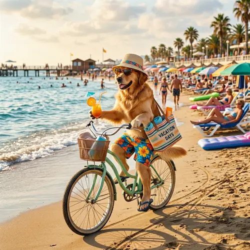 Stylish Dog at Seaside Resort | Vintage Beach Fashion