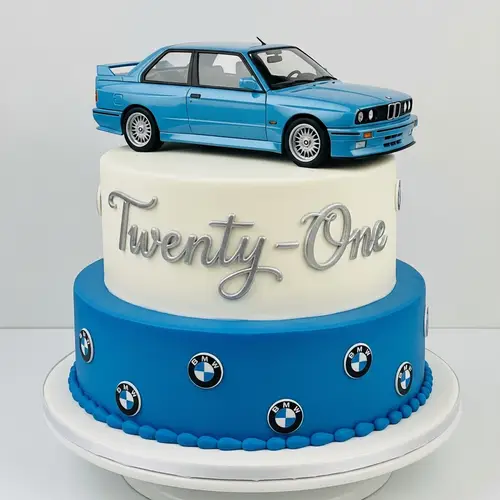 Elegant 21st Birthday BMW Cake Design