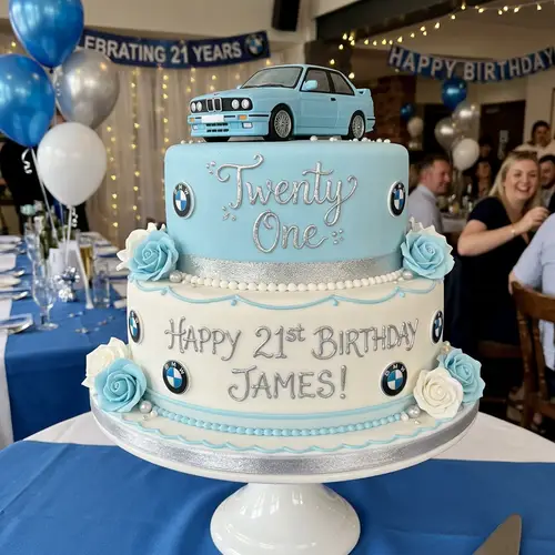 Elegant 21st Birthday BMW Cake Design