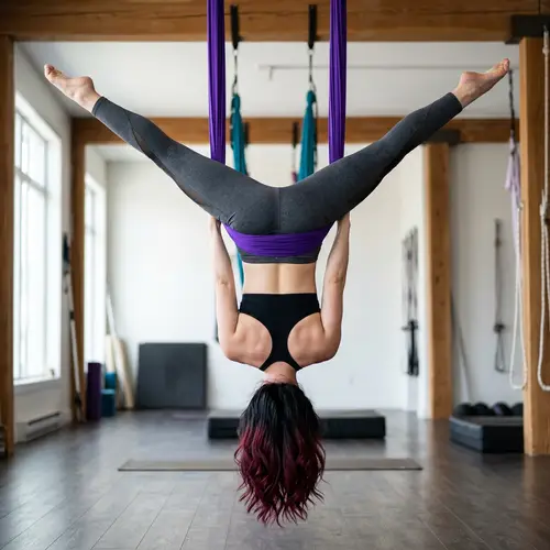 Professional Aerial Yoga Pose by a Girl