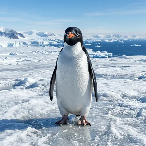 Glossy Penguin Standing on Ice Field | Antarctic Wildlife
