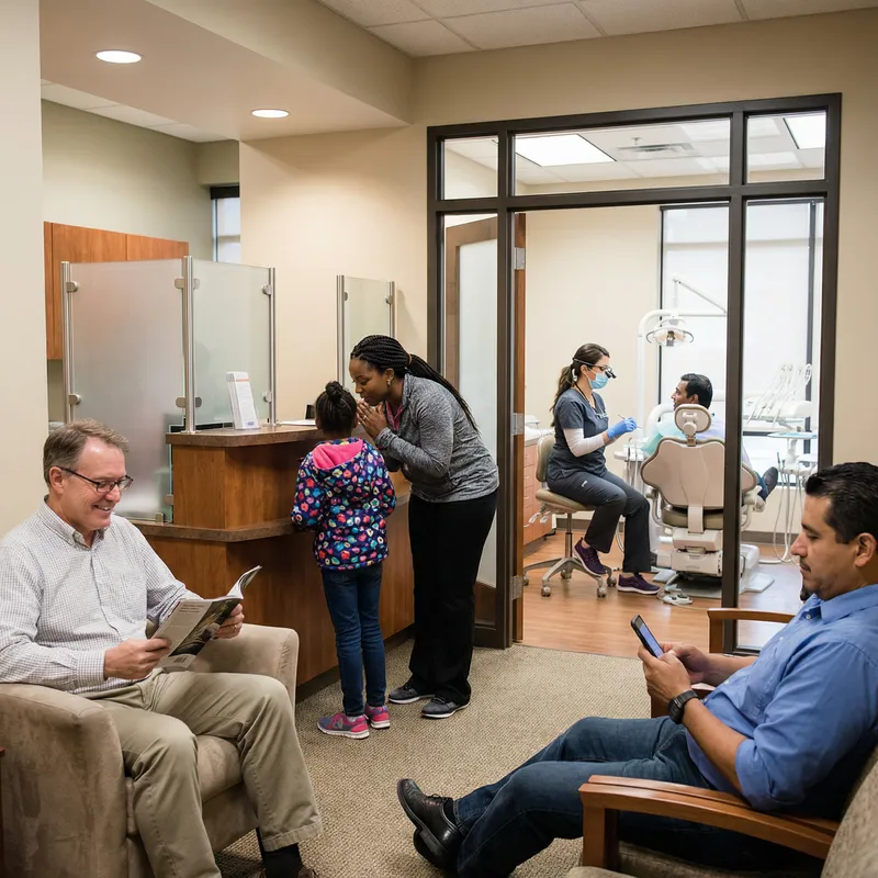 Diverse Dental Clinic with Multicultural Patients and Skilled Dentist