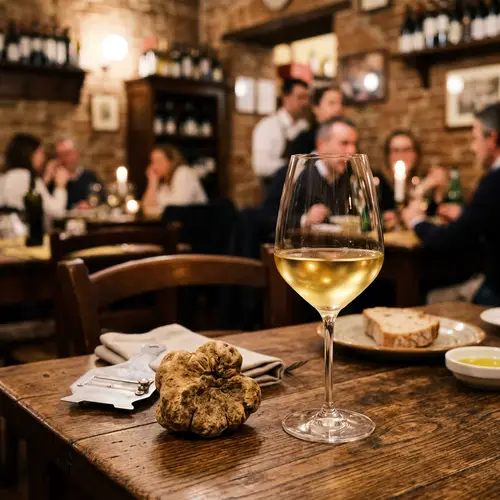 Elegant Glass of White Wine with White Truffle | Italian Restaurant