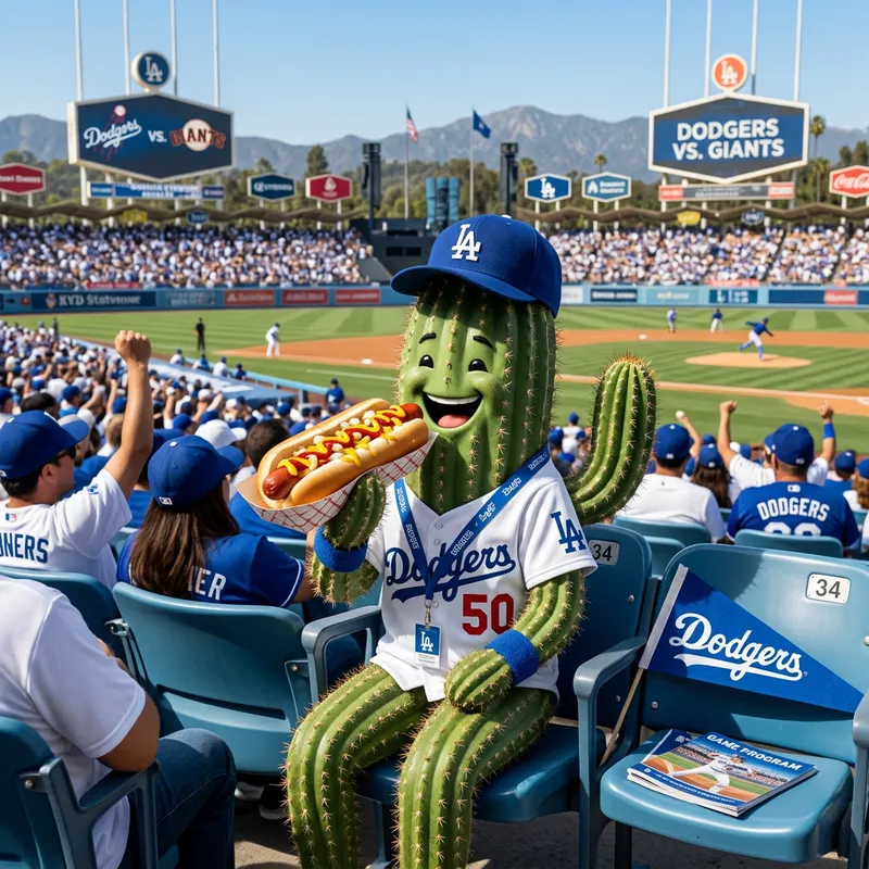 Cactus Enjoying a Hotdog - Dodgers Fan Fun Cactus Enjoying a Hotdog - Dodgers Fan Fun