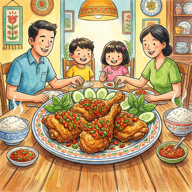 Ayam Gepuk: Delightful Family Set with Succulent Chicken Platter