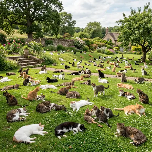 200 Cats in a Serene Setting: Feline Eccentricities Captured