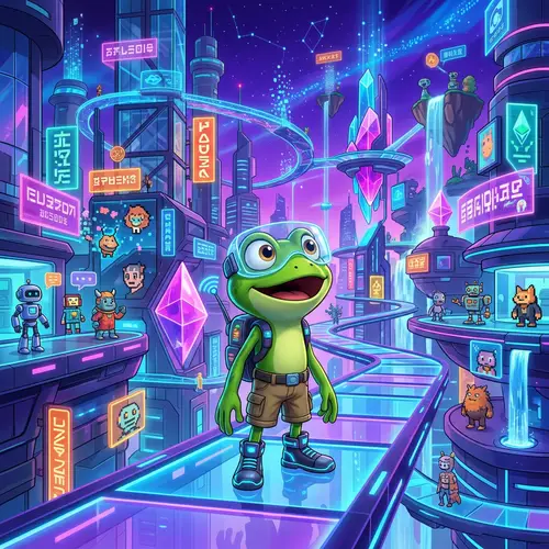 Explore a Vibrant Virtual Metaverse with a Cartoon Frog