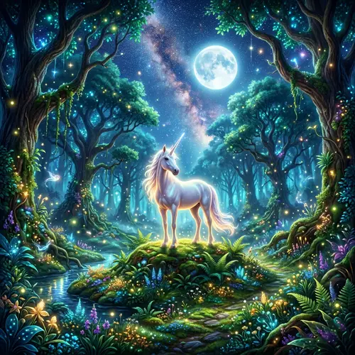 Majestic Unicorn in Mystical Forest | Fantasy-Inspired Scene