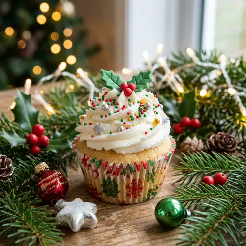 Festive Cupcake with Frosting & Sprinkles