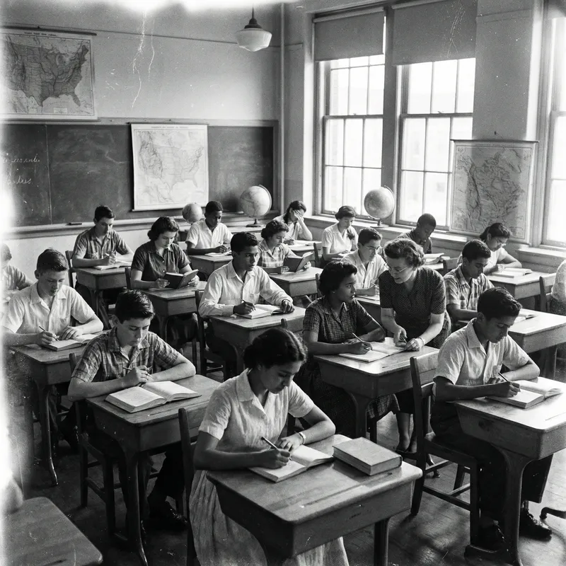 Vintage Classroom Documentary: Diverse Students Engaged in Studies