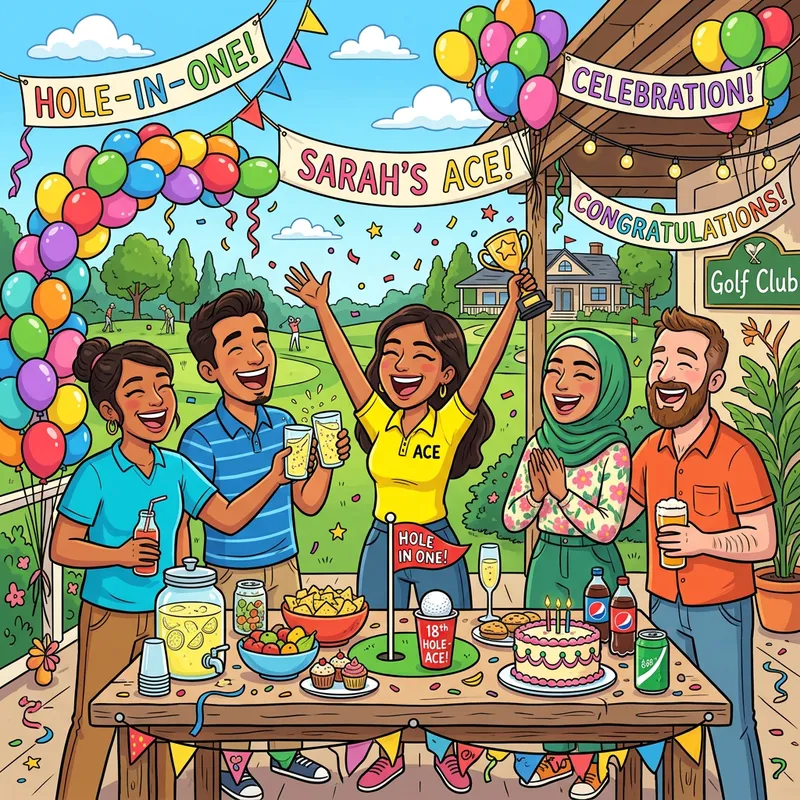 Whimsical Hole-In-One Party Celebration with Joyous Community Whimsical Hole-In-One Party Celebration with Joyous Community