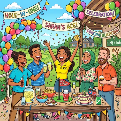 Joyous Golf Hole-In-One Celebration with Diverse Community