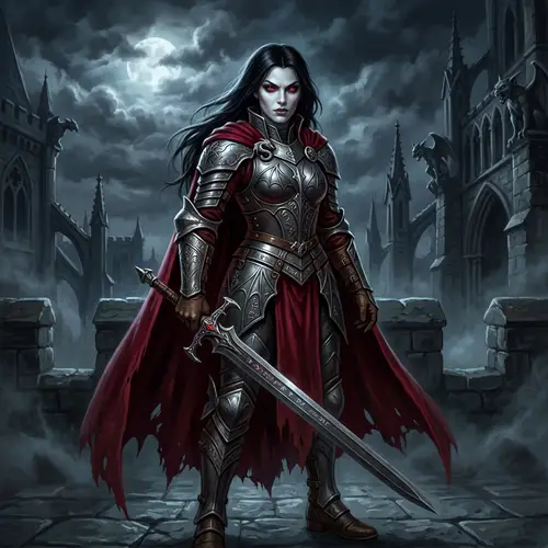 Mythic Vampire Woman Warrior - Gothic Fantasy Art
