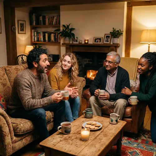 Heartwarming Scene of Diverse Friends Sharing Stories