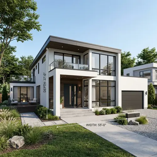 Sleek Modern Home Design with White Stucco Facade