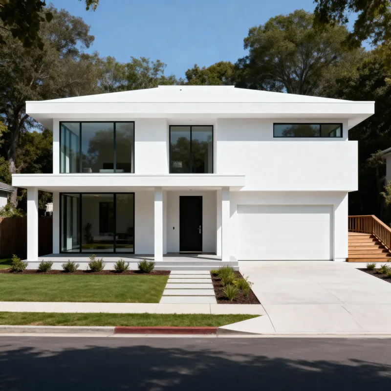 Sleek Modern Home Design with White Stucco Facade