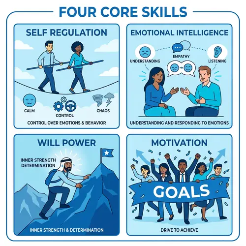 Blue Square Graphics: Self Regulation, Emotional Intelligence, Will Power, Motivation