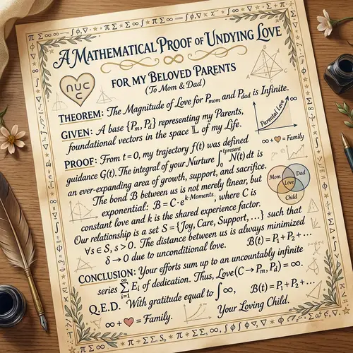 Mathematical Love Letter to Parents | Creative Expressions of Affection