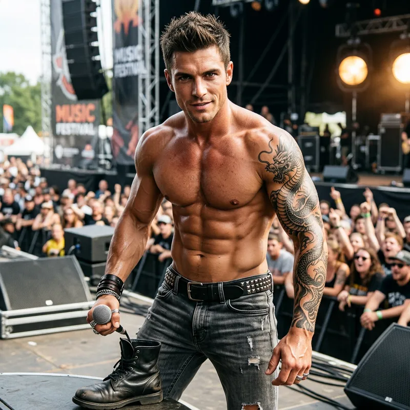 Chester Bennington-Inspired Rock Star Physique Art