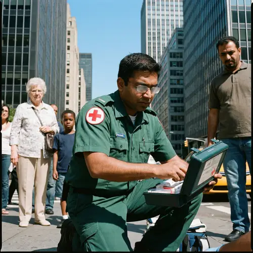 Urban First-Aid Response by South Asian Male Paramedic