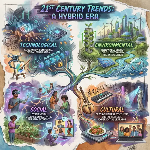 21st Century Trends Poster: Digital Art with Traditional Touch