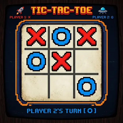 Vintage Style Tic-Tac-Toe Game - Retro Pixel Art Aesthetics