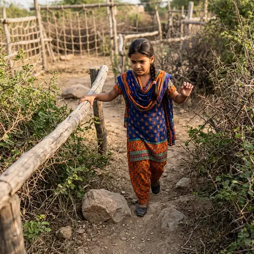 Brave South Asian Girl Navigating Obstacles with Resilience