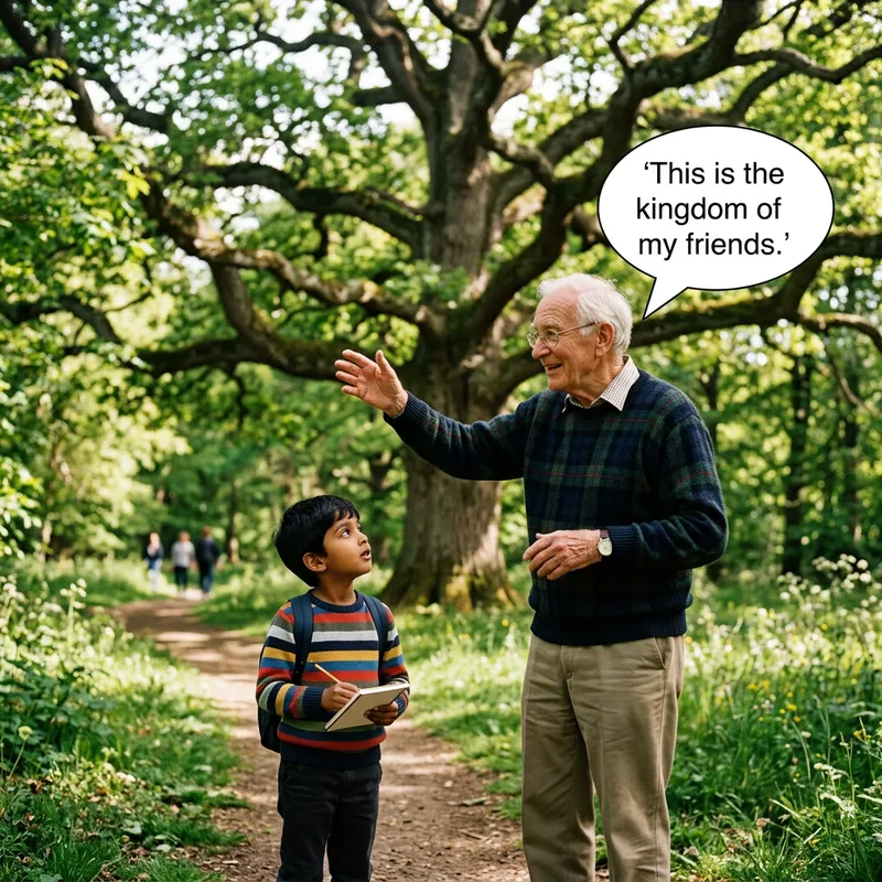 Elderly Man Sharing Wisdom at Ancient Oak Tree | Kingdom of My Friends Elderly Man Sharing Wisdom at Ancient Oak Tree | Kingdom of My Friends