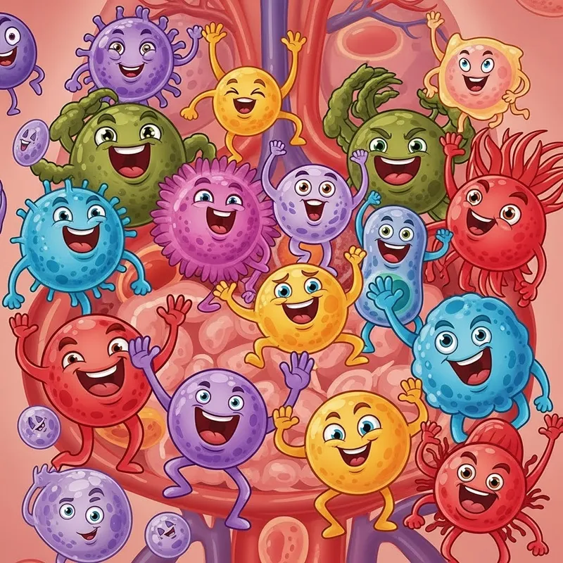 Immune Cells Celebrate with Cartoon Faces