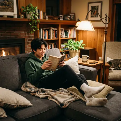 Asian Teen Relaxing at Home: Cozy Vibes & Comfort