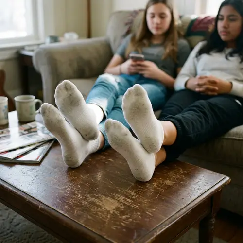 Relaxing Teens Showcase Dirty White Socks