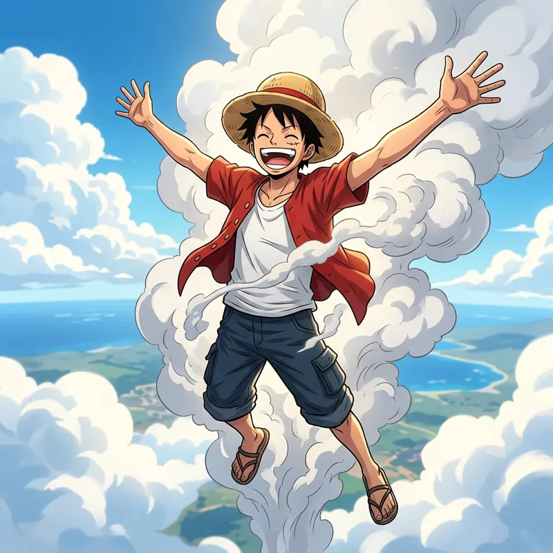 Luffy Soaring High in Sky | Boundless Adventure Joy Luffy Soaring High in Sky | Boundless Adventure Joy