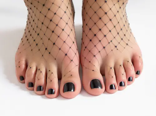 Ultra-Realistic Women's Feet with Fishnet Stockings