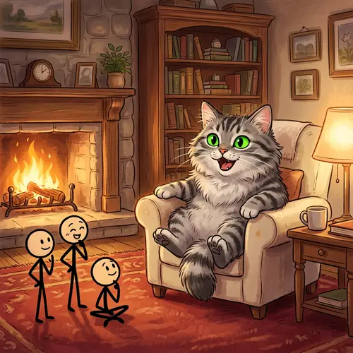 Captivating Talking Cat in Cozy Living Room Scene