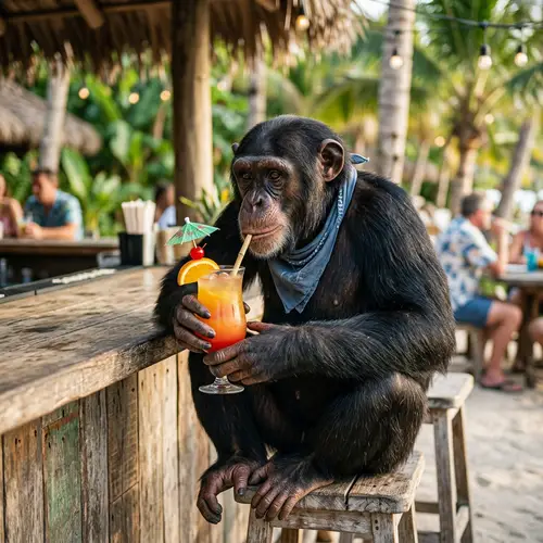 Ape Sipping Cocktail - Tropical Vibes