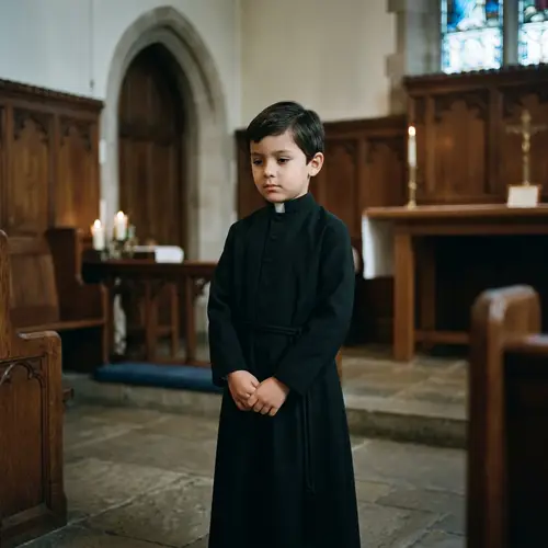 Traditional Catholic Priest Robes on Charming Little Boy
