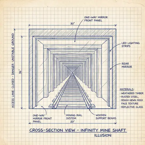 Intriguing Infinite Mine Shaft Tunnel Illusion Sketch