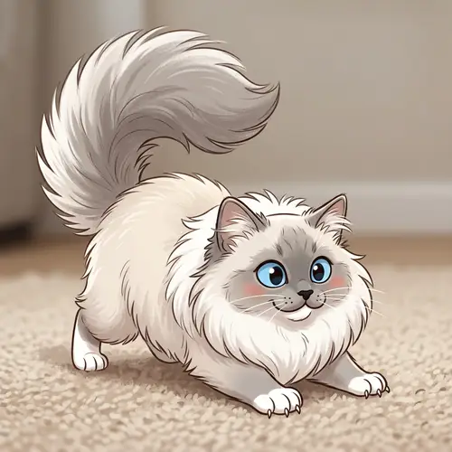Adorable Cartoon Male Bluepoint Mitted Ragdoll Cat - Playful Pounce Pose