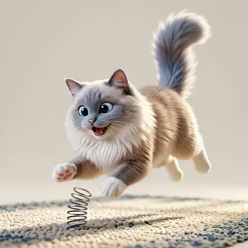 Adorable Bluepoint Ragdoll Cat in Playful Pounce