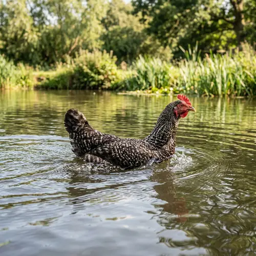 Chicken Swimming - A Fun View