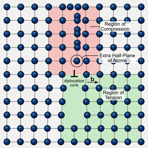 Crystal Lattice Edge Dislocation: Detailed Features Revealed