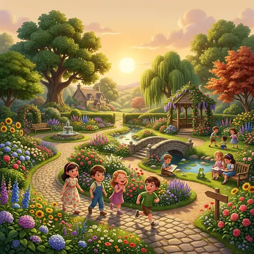 Enchanted Garden for Children - 3D Cartoon Disney Style