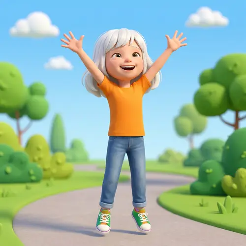 Cute Caucasian Girl in Orange T-Shirt | 3D Animation Style